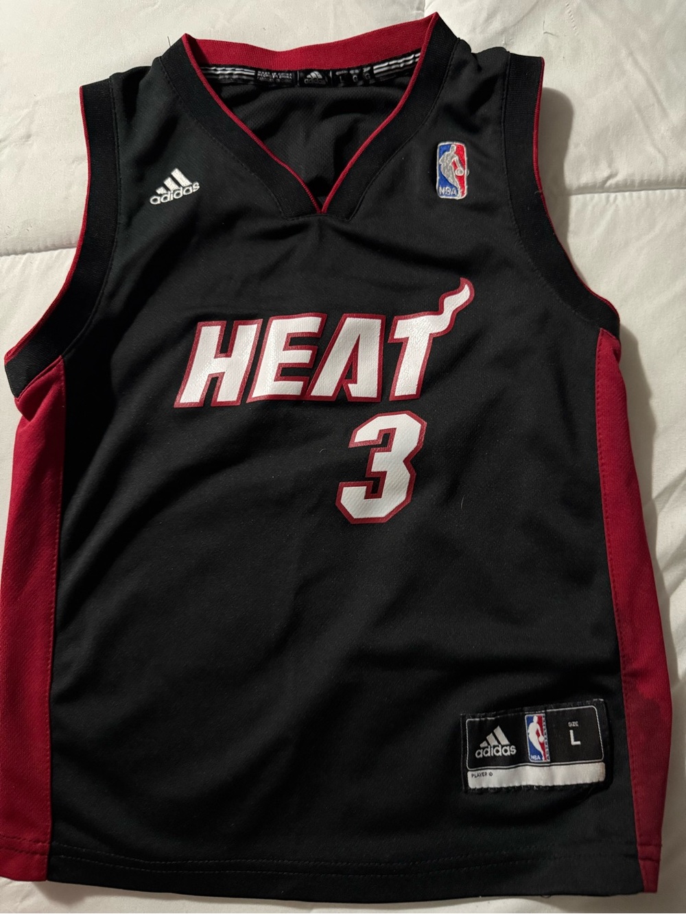 Adidas Youth L Dwyane Wade #3 Miami Heat Jersey Black NBA Basketball